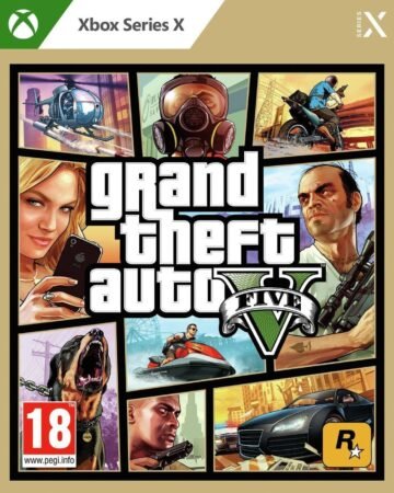 Xbox Series X "Grand Theft Auto V" žaidimo viršelis.