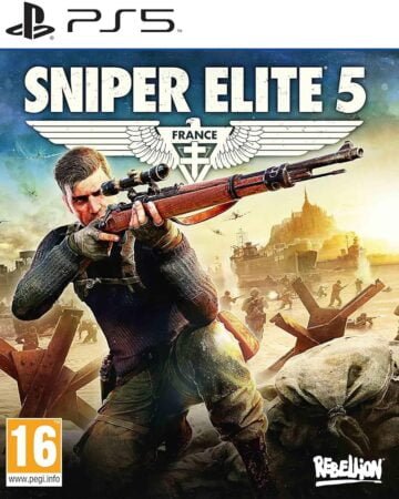 PS5 žaidimo 'Sniper Elite 5' viršelio vaizdas.